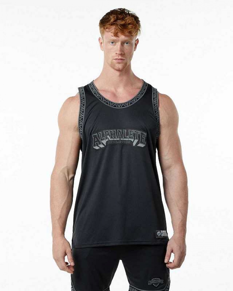 Tank Top Alphalete Varsity Basketball Hombre Negros | Mexico-016792